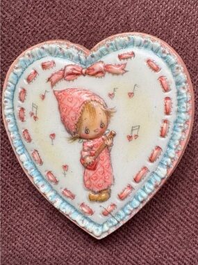 Hallmark Pink and Blue Heart Plaque with Sweet Child Illustration